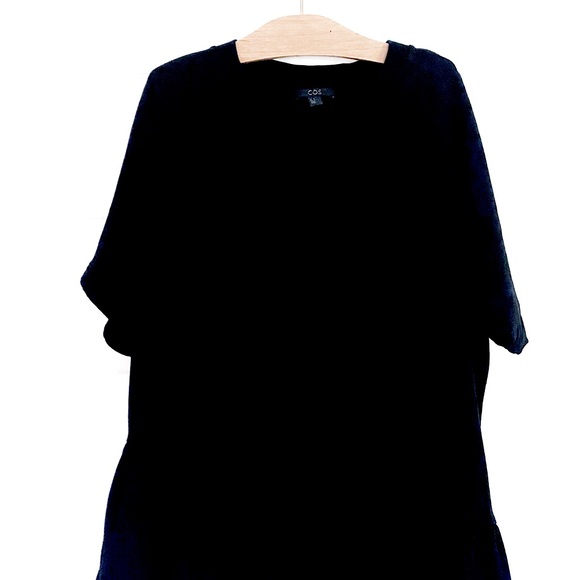 COS Asymmetric Gathered Cotton Top Black Medium - Picture 7 of 11